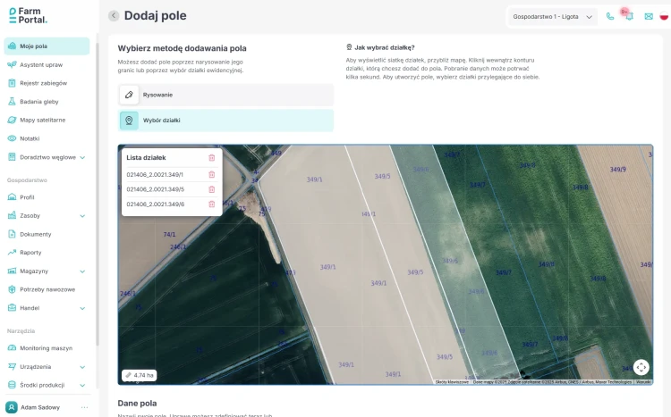 FarmPortal - dodawnie działki z geoportalu z TERYT.webp