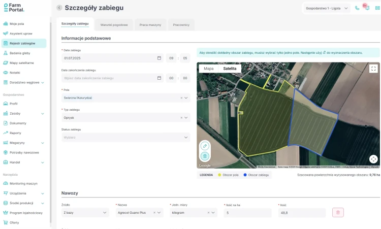 FarmPortal - dane zabiegu.webp